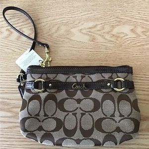 Coach Small Wrist Bag Purse, Khaki/Brown